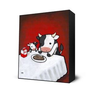 The Revenge Art Set of Four by Luke Chueh Chicken Pig Dog Cow Eyes on Walls